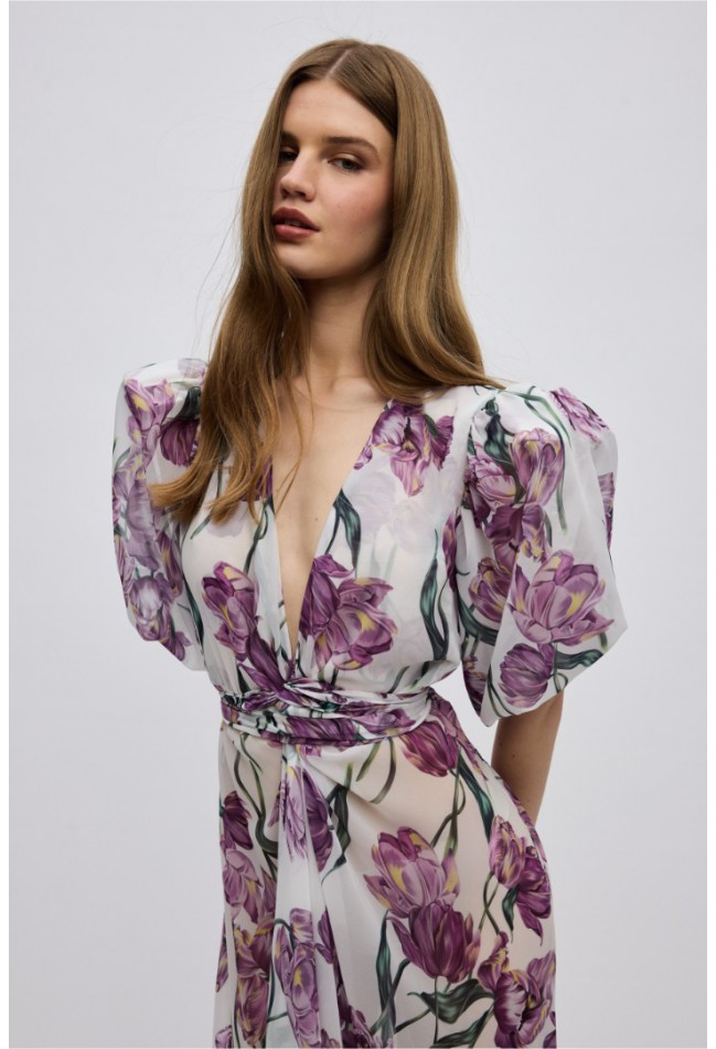 ΚΙΜΟΝΟ ΦΛΟΡΑΛ ΜΩΒ CIEL CONCEPT  TULIPA KIMONO