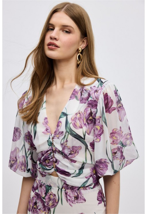ΜΠΛΟΥΖΑ ΤΟΠ ΦΛΟΡΑΛ ΜΩΒ CIEL CONCEPT  TULIPA SHIRT TOP