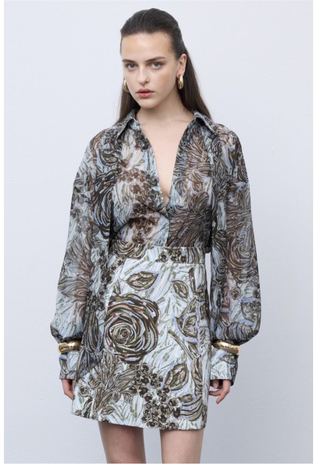 ΦΟΥΣΤΑ ΓΚΡΙ CIEL CONCEPT Mosaic Silver Anthesis Mini Skirt