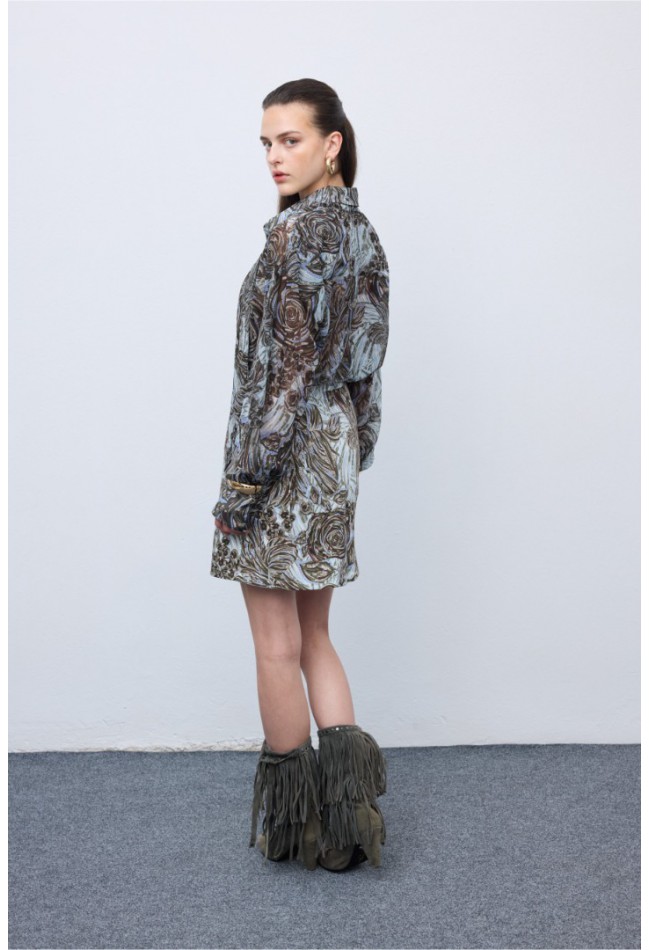 ΦΟΥΣΤΑ ΓΚΡΙ CIEL CONCEPT Mosaic Silver Anthesis Mini Skirt