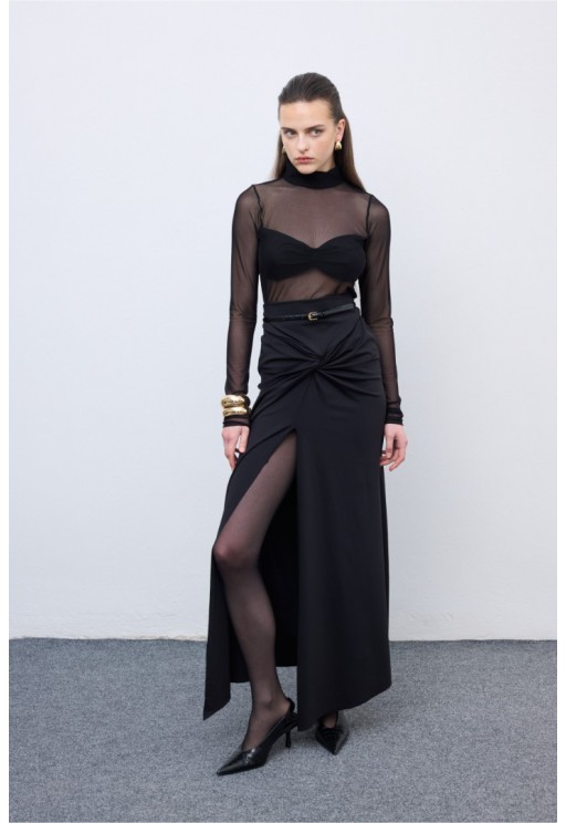 ΦΟΥΣΤΑ ΜΑΥΡΟ CIEL CONCEPT Black Jersey Skirt