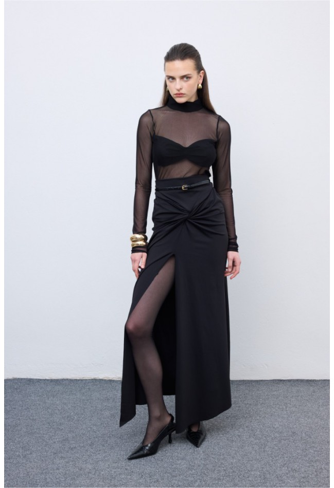 ΦΟΥΣΤΑ ΜΑΥΡΟ CIEL CONCEPT Black Jersey Skirt