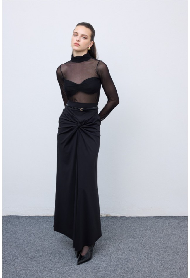 ΦΟΥΣΤΑ ΜΑΥΡΟ CIEL CONCEPT Black Jersey Skirt