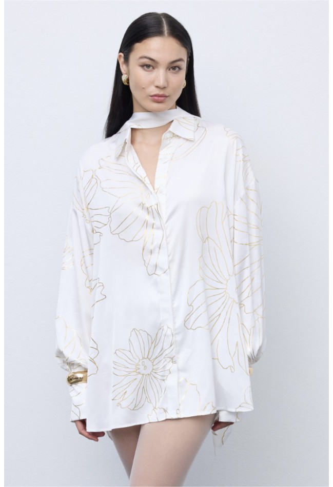ΠΟΥΚΑΜΙΣΟ ΛΕΥΚΟ-ΧΡΥΣΟ CIEL CONCEPT Gold Lines Shirt White