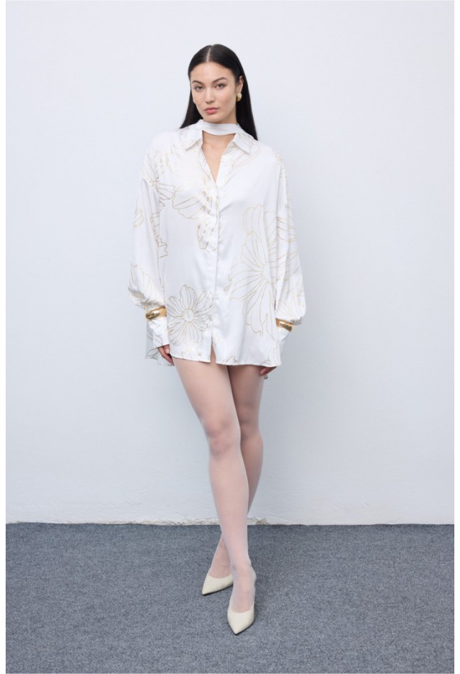 ΠΟΥΚΑΜΙΣΟ ΛΕΥΚΟ-ΧΡΥΣΟ CIEL CONCEPT Gold Lines Shirt White