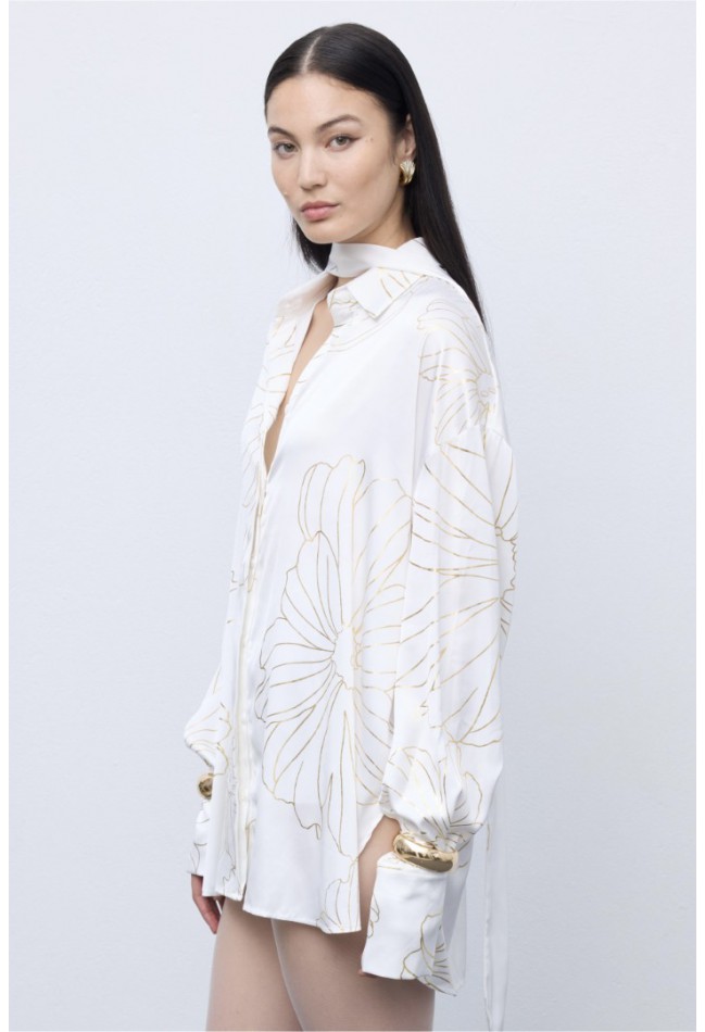 ΠΟΥΚΑΜΙΣΟ ΛΕΥΚΟ-ΧΡΥΣΟ CIEL CONCEPT Gold Lines Shirt White