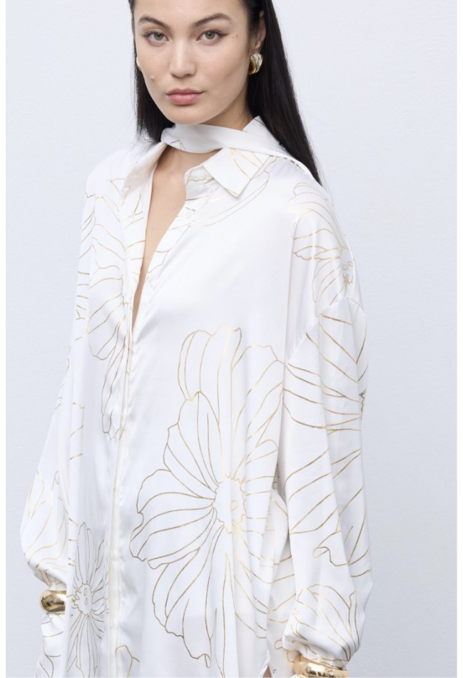 ΠΟΥΚΑΜΙΣΟ ΛΕΥΚΟ-ΧΡΥΣΟ CIEL CONCEPT Gold Lines Shirt White
