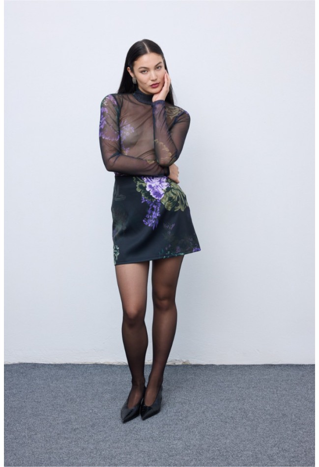 ΦΟΥΣΤΑ ΜΑΥΡΟ-ΛΕΒΑΝΤΑ CIEL CONCEPT Vittoria Mini Skirt