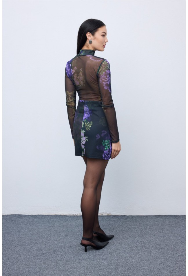 ΦΟΥΣΤΑ ΜΑΥΡΟ-ΛΕΒΑΝΤΑ CIEL CONCEPT Vittoria Mini Skirt