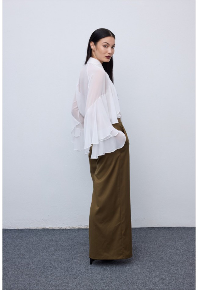 ΠΟΥΚΑΜΙΣΟ  ΛΕΥΚΟ CIEL CONCEPT Ruffle Shirt Brown