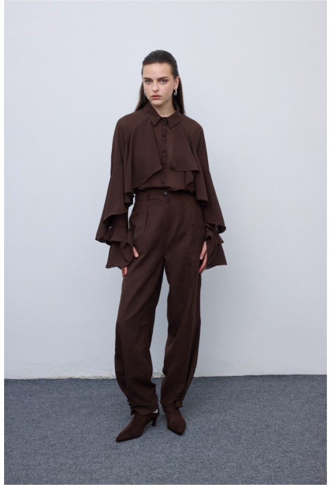 ΠΟΥΚΑΜΙΣΟ ΚΑΦΕ CIEL CONCEPT Ruffle Shirt Brown