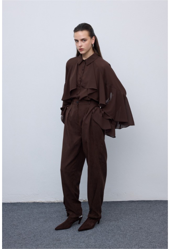 ΠΟΥΚΑΜΙΣΟ ΚΑΦΕ CIEL CONCEPT Ruffle Shirt Brown