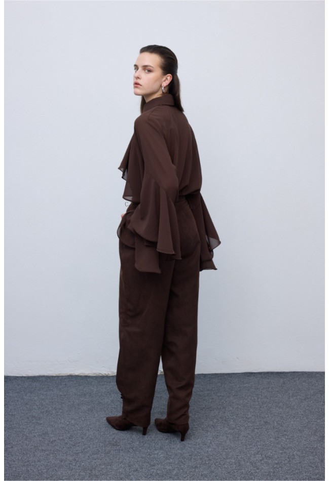 ΠΟΥΚΑΜΙΣΟ ΚΑΦΕ CIEL CONCEPT Ruffle Shirt Brown