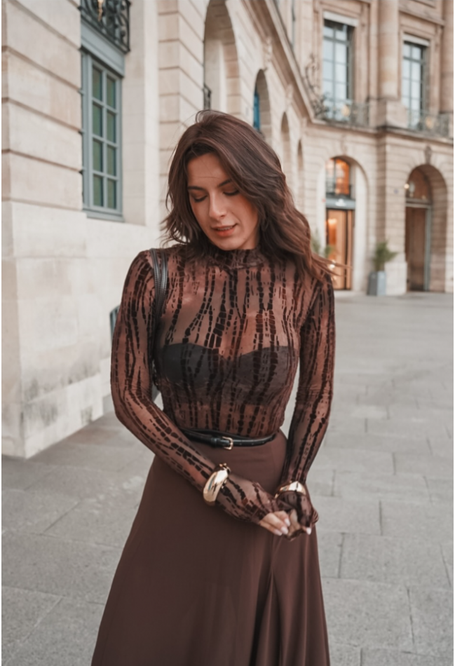 ΤΟΠ ΚΟΡΜΑΚΙ ΚΑΦΕ CIEL CONCEPT Second Skin Mesh Top