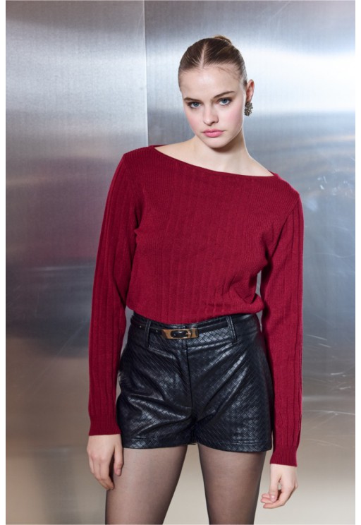  ΜΠΛΟΥΖΑ ΒΟΥΡΓΟΥΝΔΙ  CIEL-CONCEPT Stefani Knit Top Burgundy