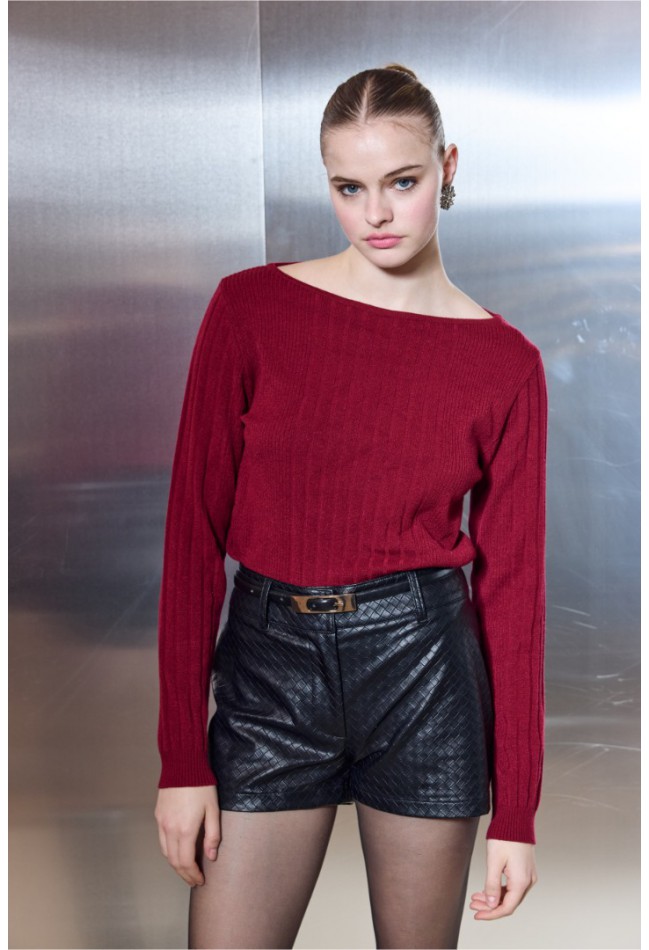 ΜΠΛΟΥΖΑ ΒΟΥΡΓΟΥΝΔΙ  CIEL-CONCEPT Stefani Knit Top Burgundy