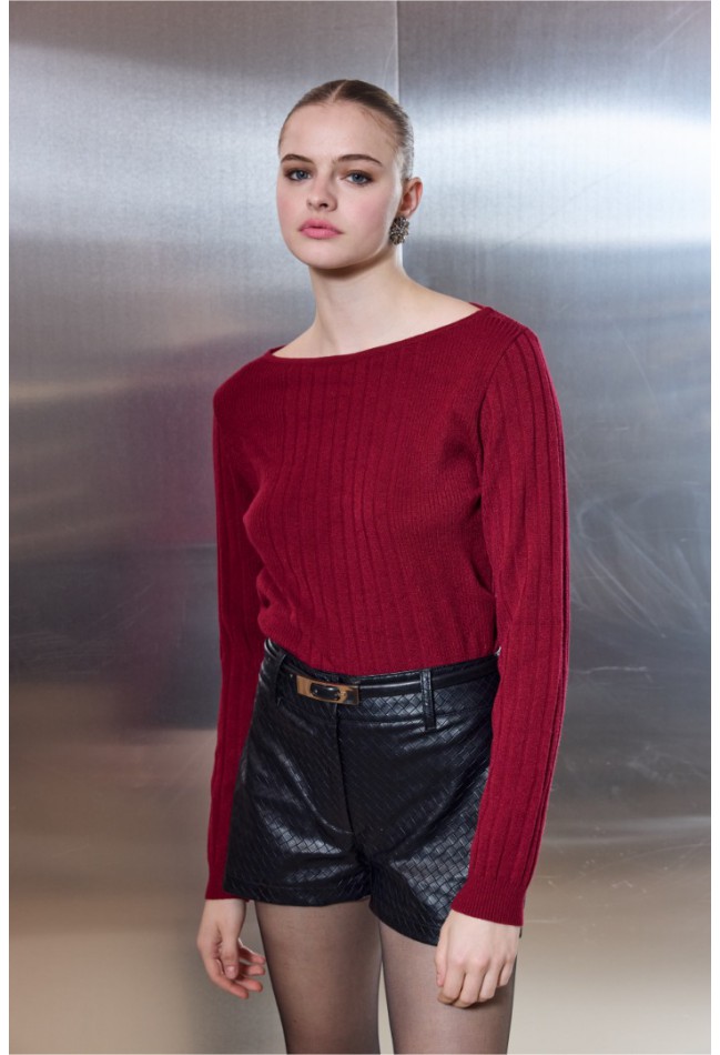 ΜΠΛΟΥΖΑ ΒΟΥΡΓΟΥΝΔΙ  CIEL-CONCEPT Stefani Knit Top Burgundy