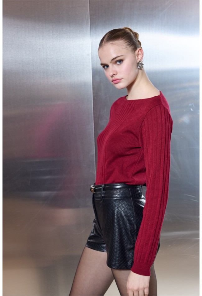 ΜΠΛΟΥΖΑ ΒΟΥΡΓΟΥΝΔΙ  CIEL-CONCEPT Stefani Knit Top Burgundy