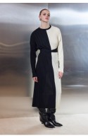 ΦΟΡΕΜΑ ΜΑΥΡΟ-ΕΚΡΟΥ CIEL-CONCEPT   B&W Knit Midi Dress
