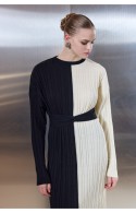 ΦΟΡΕΜΑ ΜΑΥΡΟ-ΕΚΡΟΥ CIEL-CONCEPT   B&W Knit Midi Dress