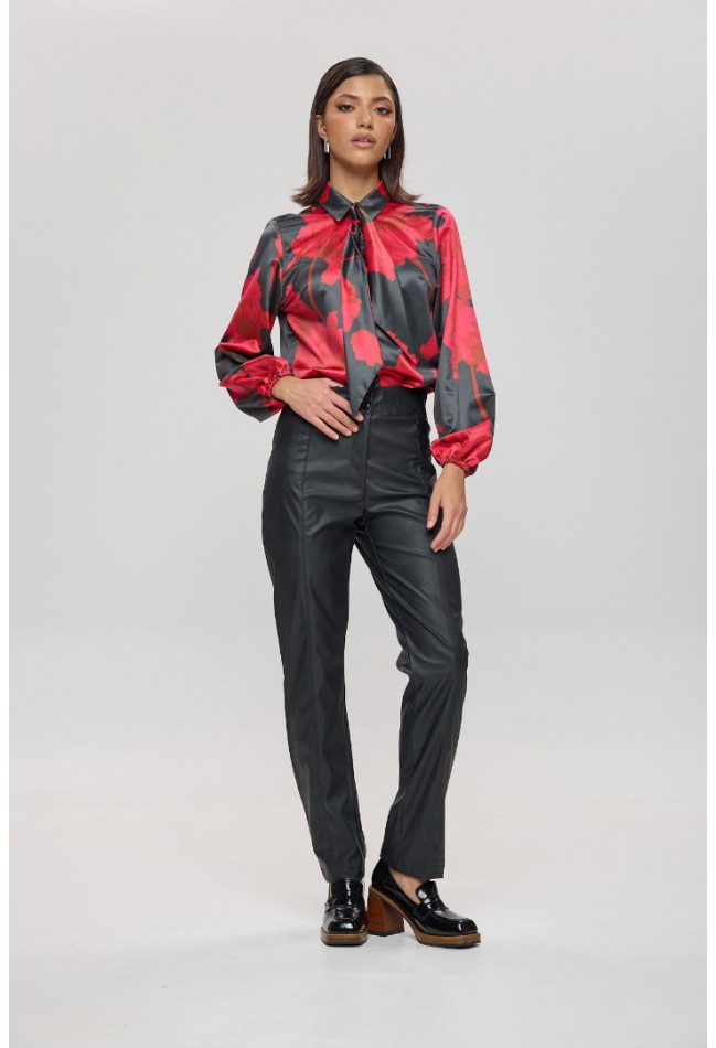 ΠΟΥΚΑΜΙΣΟ ΚΟΚΚΙΝΟ-ΜΑΥΡΟ L.Q. FASHION 4097