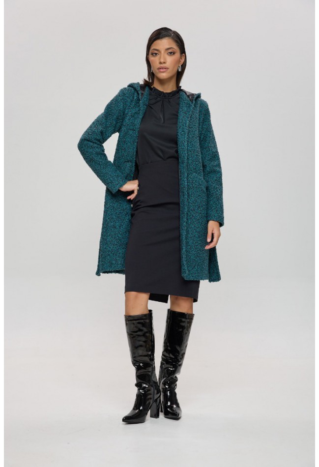 ΠΑΛΤΟ ΜΠΛΕ  ΜΕΛΑΝΖΕ L.Q. FASHION 4083