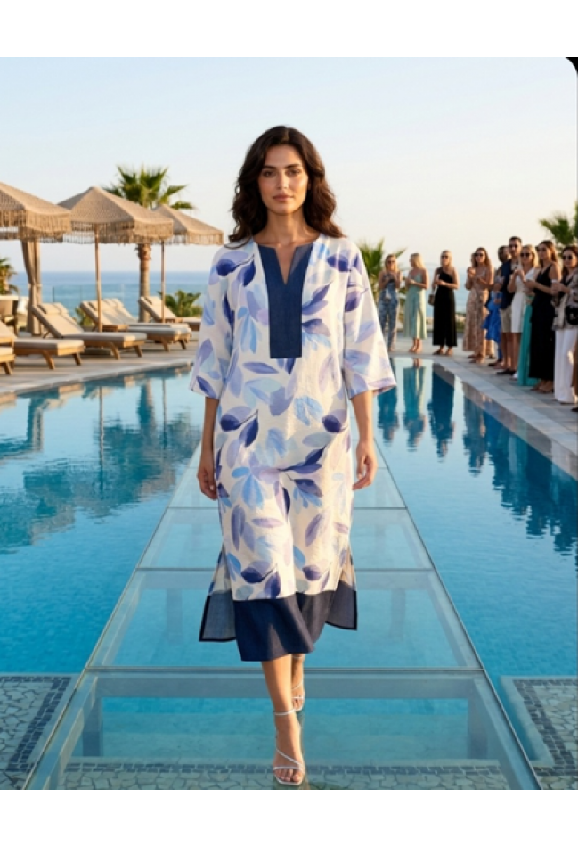 ΚΑΦΤΑΝΙ ΦΛΟΡΑΛ ΕΚΡΟΥ-ΜΠΛΕ L.Q. FASHION 4231