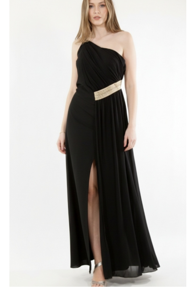 Βραδινό φόρεμα με χρυσό σχέδιο μάυρο MATIS 10053116982