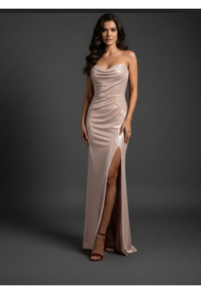 Βραδινό φόρεμα μάξι στράπλες νούντ MORATTI  16102175-1