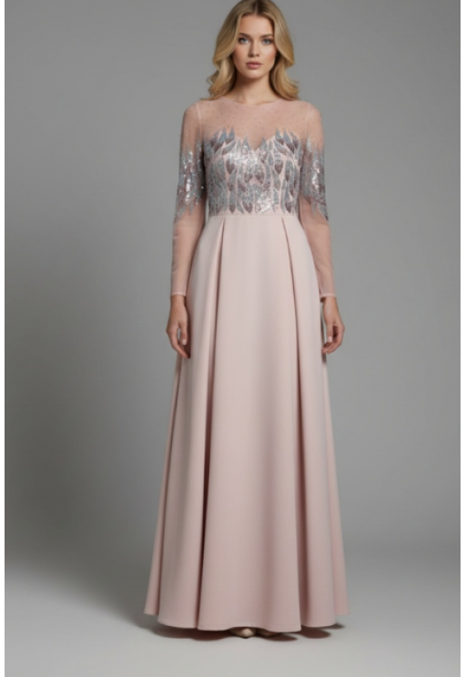 Βραδινό φόρεμα με διαφάνεια και στρας νουντ MORATTI  14100371