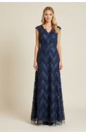 Βραδινό φόρεμα με κροσάκια μπλε MORATTI 131019243