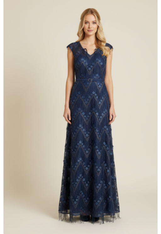 Βραδινό φόρεμα με κροσάκια μπλε MORATTI 131019243