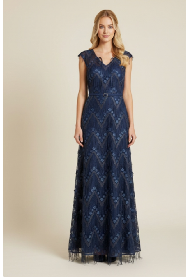 Βραδινό φόρεμα με κροσάκια μπλε MORATTI 131019243