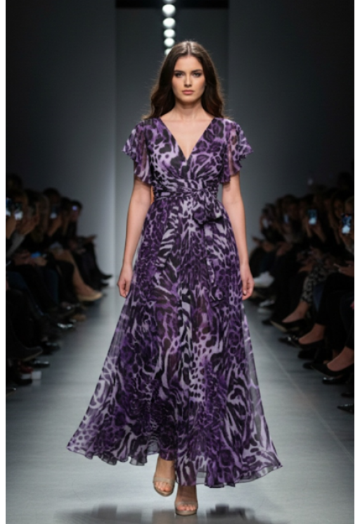 Βραδινό φόρεμα  άνιμαλ πριντ μοβ  MORATTI 100906569