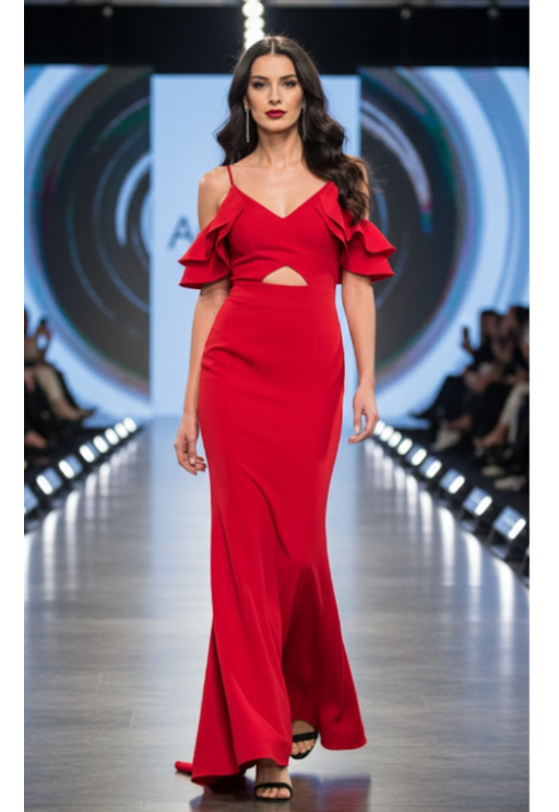 Βραδινό φόρεμα μάξι κόκκινο MORATTI 16103622