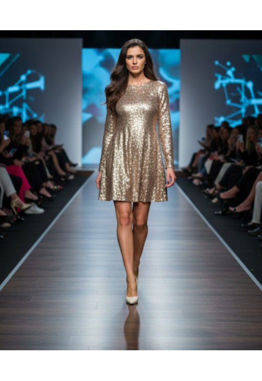 Φόρεμα παγιέτα ροζ χρυσό MOMO 111016630