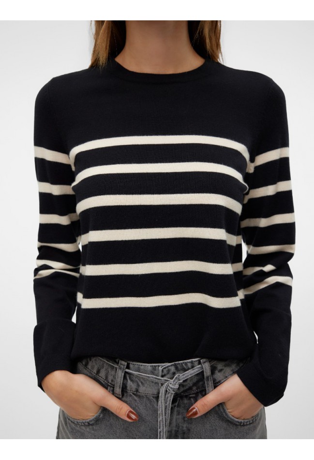 ΠΟΥΛΟΒΕΡ ΜΑΥΡΟ-ΜΠΕΖ ΡΙΓΑ  VERO MODA 10309324-1