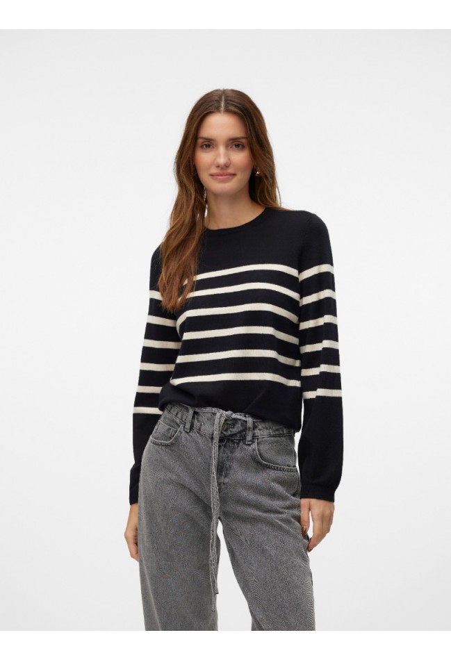 ΠΟΥΛΟΒΕΡ ΜΑΥΡΟ-ΜΠΕΖ ΡΙΓΑ  VERO MODA 10309324-1